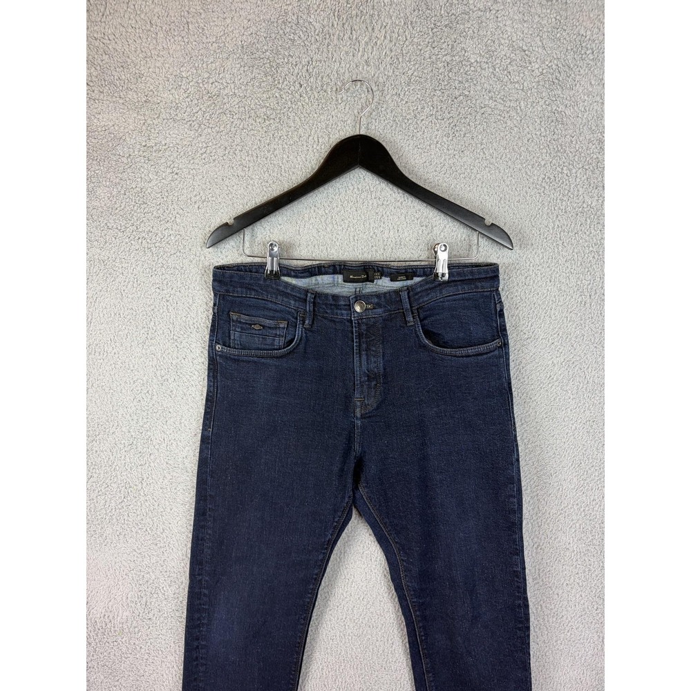 Massimo Dutti Slim Fit Jeans Mens 36x28 Blue Dark Wash Tapered Stretch Denim Men